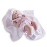 JC Toys/Berenguer - La Newborn - La Newborn - Realistic 17" Anatomically Correct “REAL GIRL” Baby Doll - All Vinyl in Pink Bubble Suit and Blanket Designed by Berenguer Boutique - Made in Spain